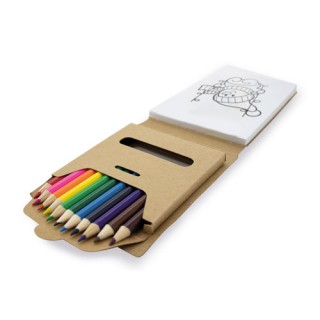 Libreta de cartón personalizable con dibujos y lapices de colores